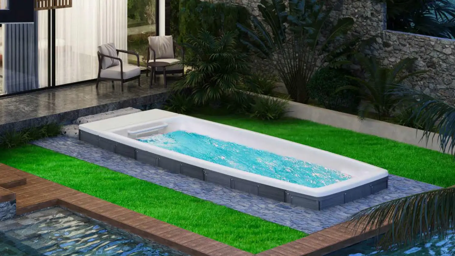 Piscina infinita di tipo migliorato con 18 getti d'acqua 1