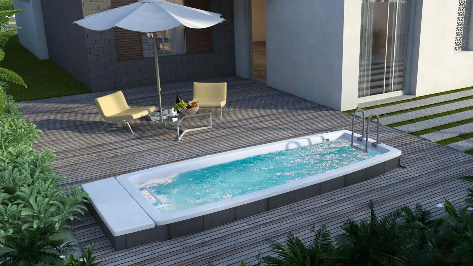 Simplicity Type Endless Swimming Pool with Stainless Steel Ladder 1