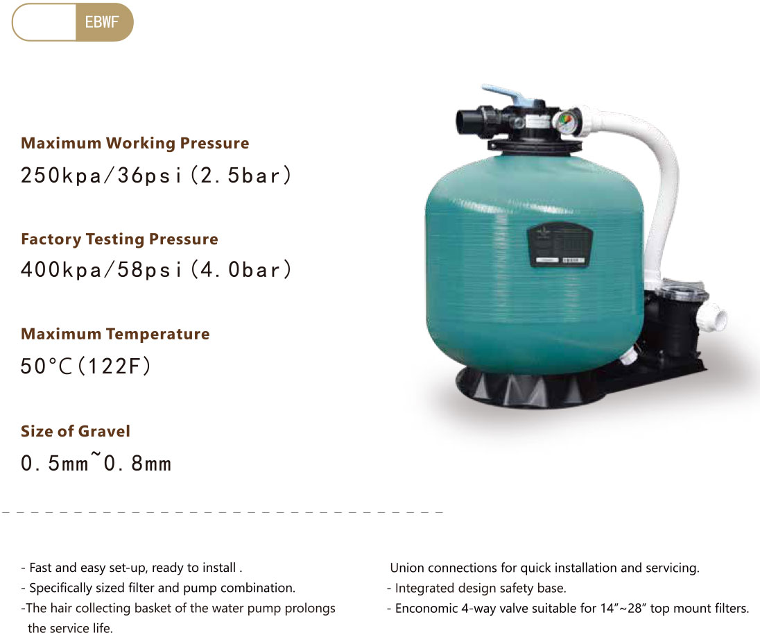 Fiberglass With Plastic Filter With Pump System With 4 Way Valve