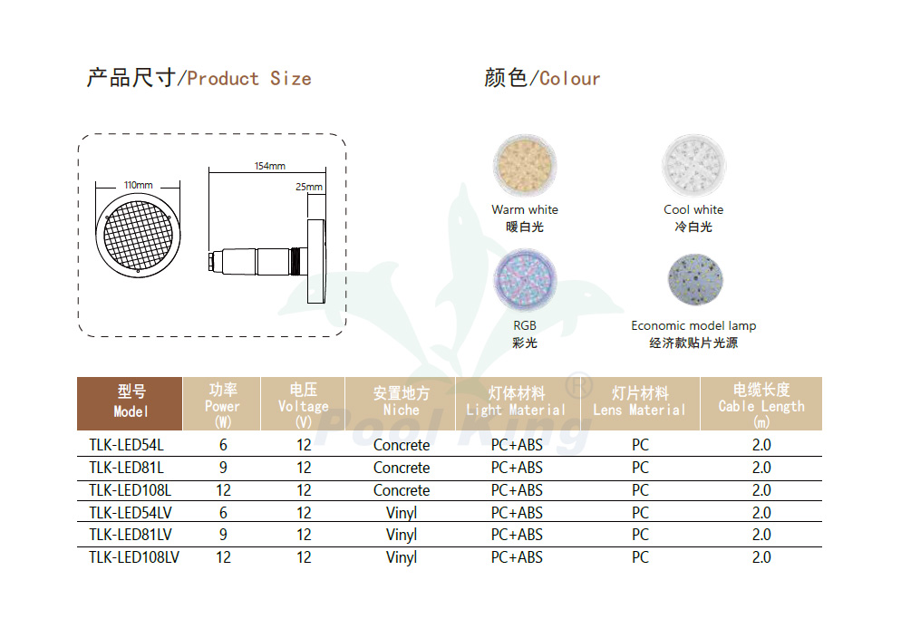 Nové designové bazénové osvětlení Poolking - TLK 1