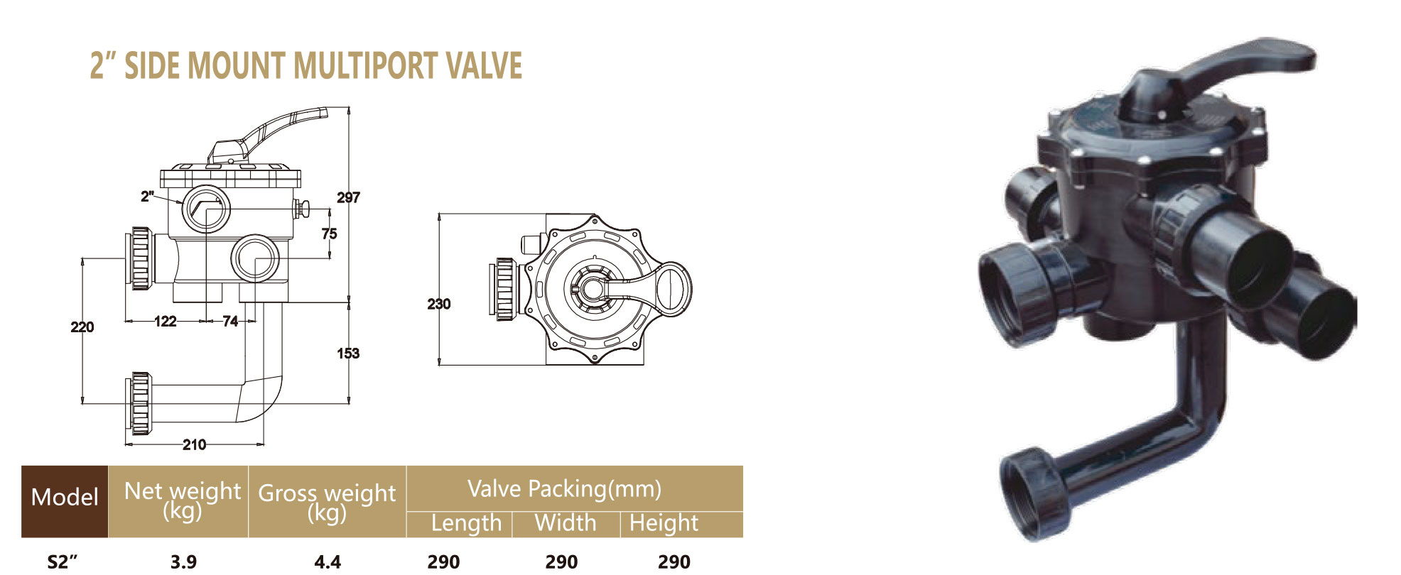 2 sidemonteret multiportventil til sidemonterede filtre 2