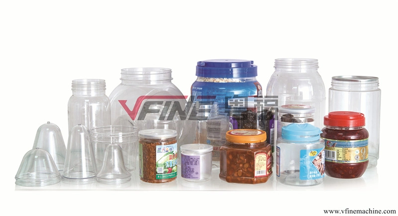 VFINE - 4cavity Fully Automatic Jar Wide Neck Food Container Pet Plastic Bottle Stretch Blow Blowing Molding Molder Moulding Moulder Machine Manufatures Made in China Jar / wide neck bottle blow molding machine 4