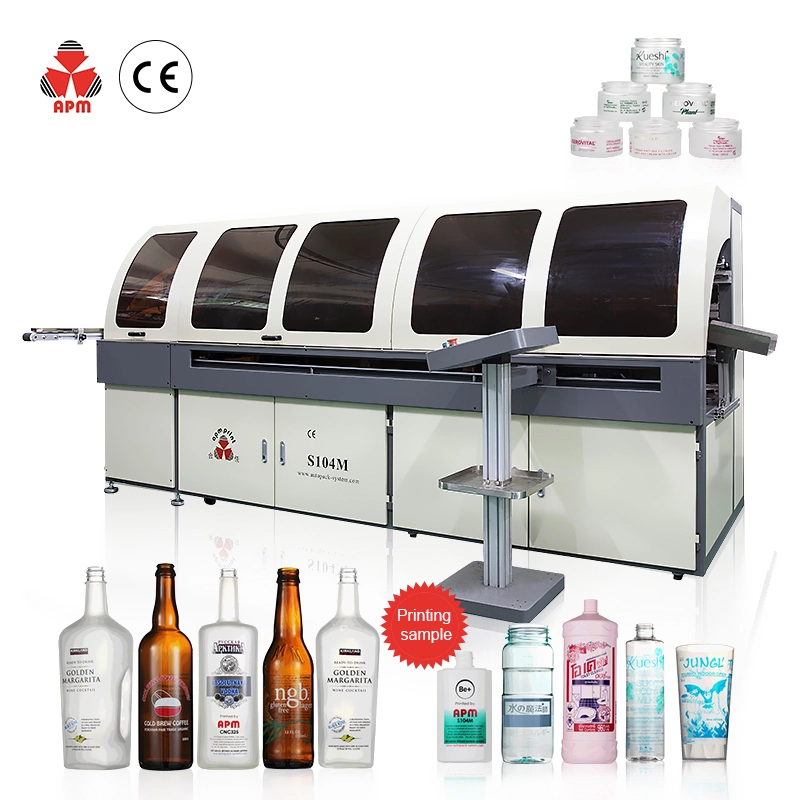 APM PRINT - S104M spice bottle automatic bottle silk screen printing machine for powder coated small glass bottles uv dryer Auto Screen Printer 1