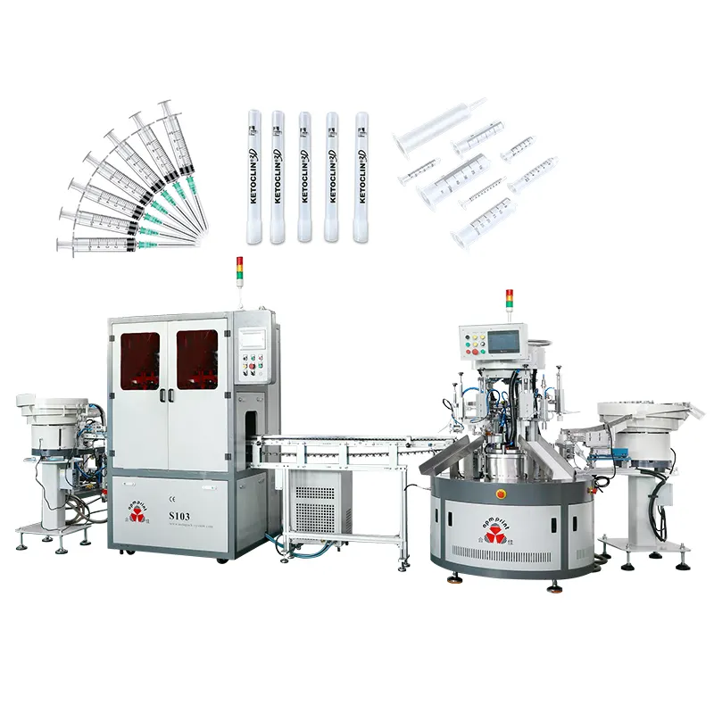 APM-Vollautomatesch Siebdruck- a Montagemaschinn fir Sprëtzendruck-Montageband 1