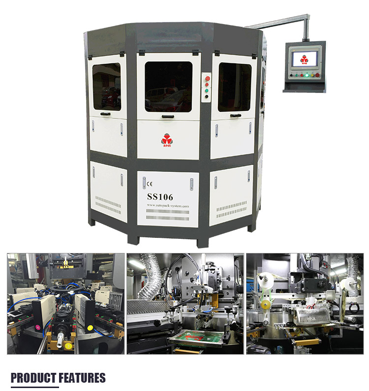 APM PRINT - SS106 fully automatic 3 colors UV screen printer for tube, bottle, jar and so on Screen Print + Hot Stamp 8