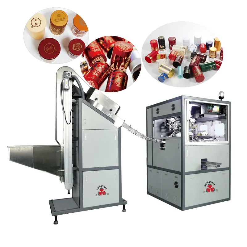 Automatic hot foil stamping machine for bottle cap and top 1