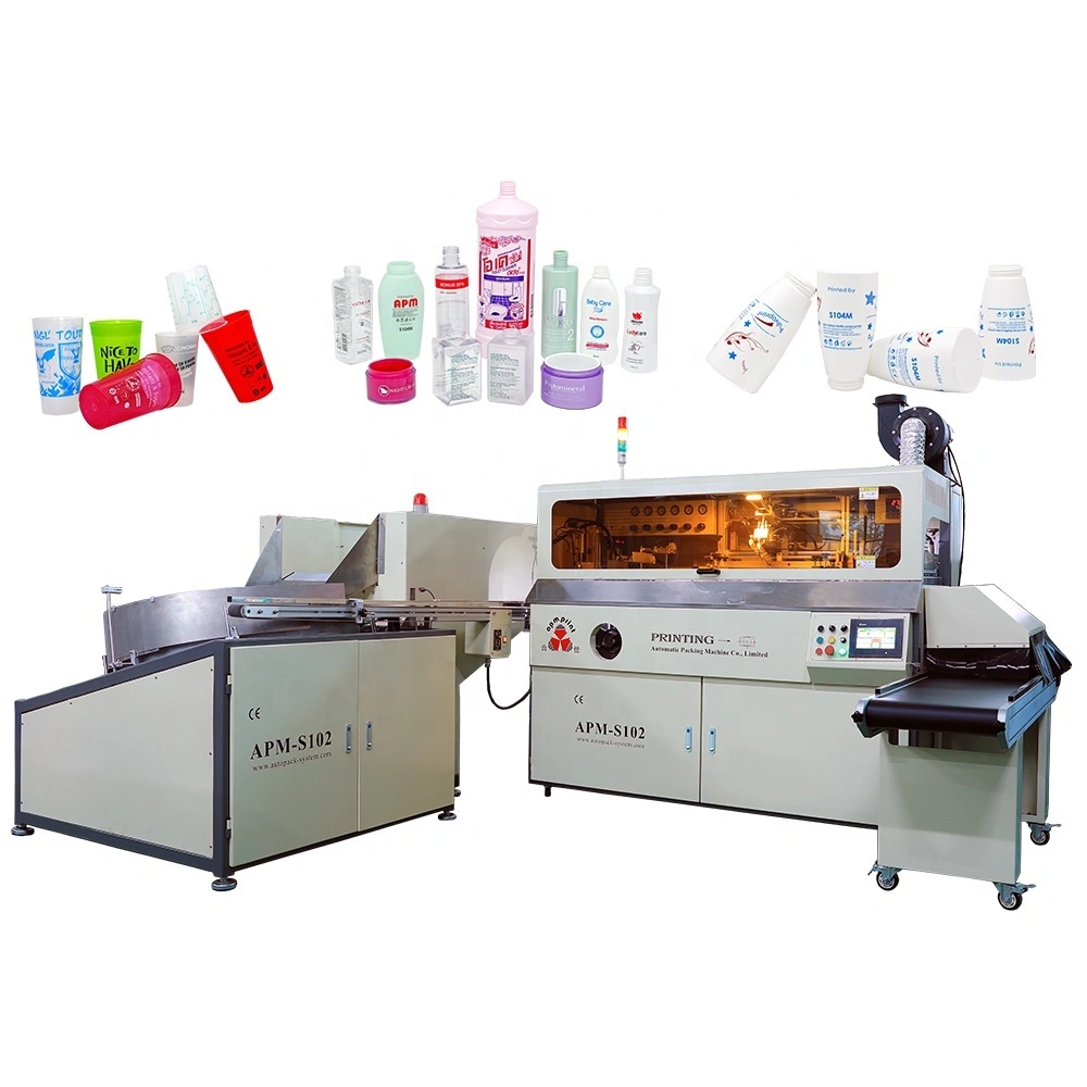 APM PRINT - China Factory Supply flame treatment and UV drying system 1-8 Color Glass plastic bottle automatic silk screen printing machine Auto Screen Printer 1