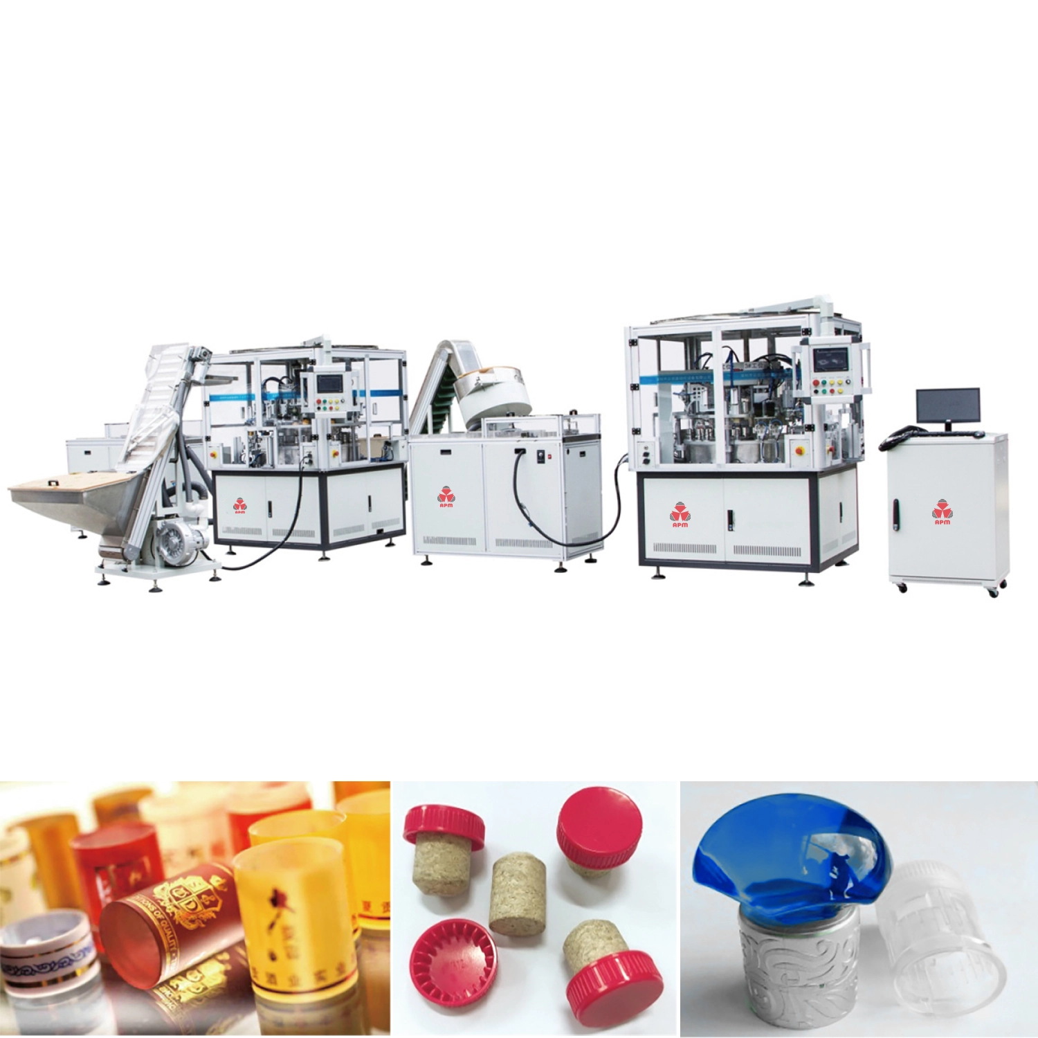 Fully automatic mechanical bottle cap assembly machine for wine bottle caps, pump heads, etc. 1