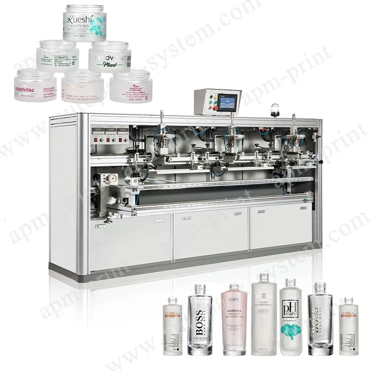 APM PRINT - 3-fargers automatisk plastflasketrykker Servostyrt skjermtrykker Automatisk skjermtrykker 1