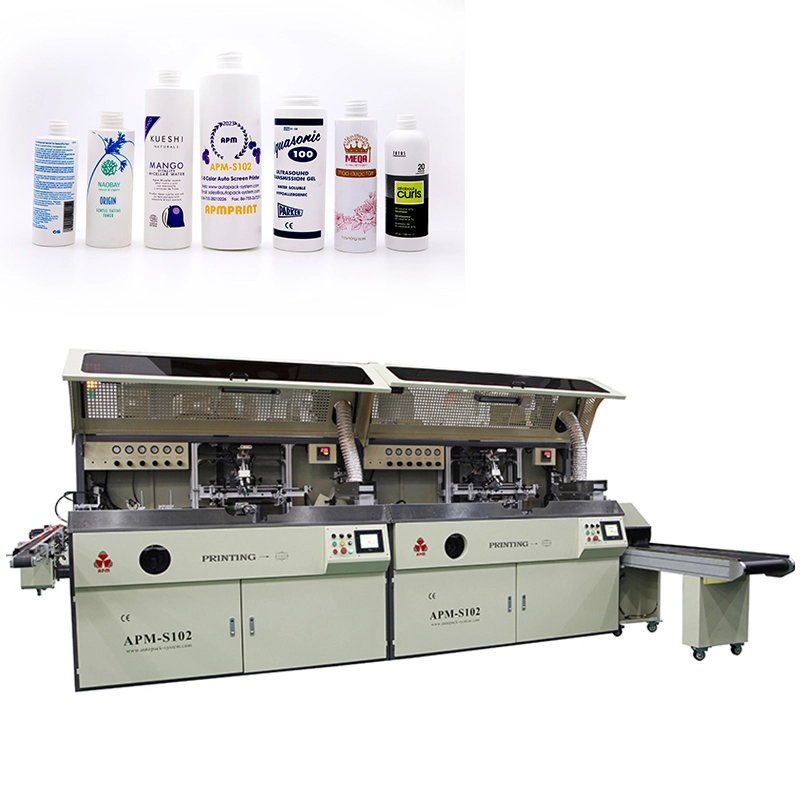 APM PRINT-S102 Automatic 1-8 colors screen printing machine for printing different shapes plastic bottles 1