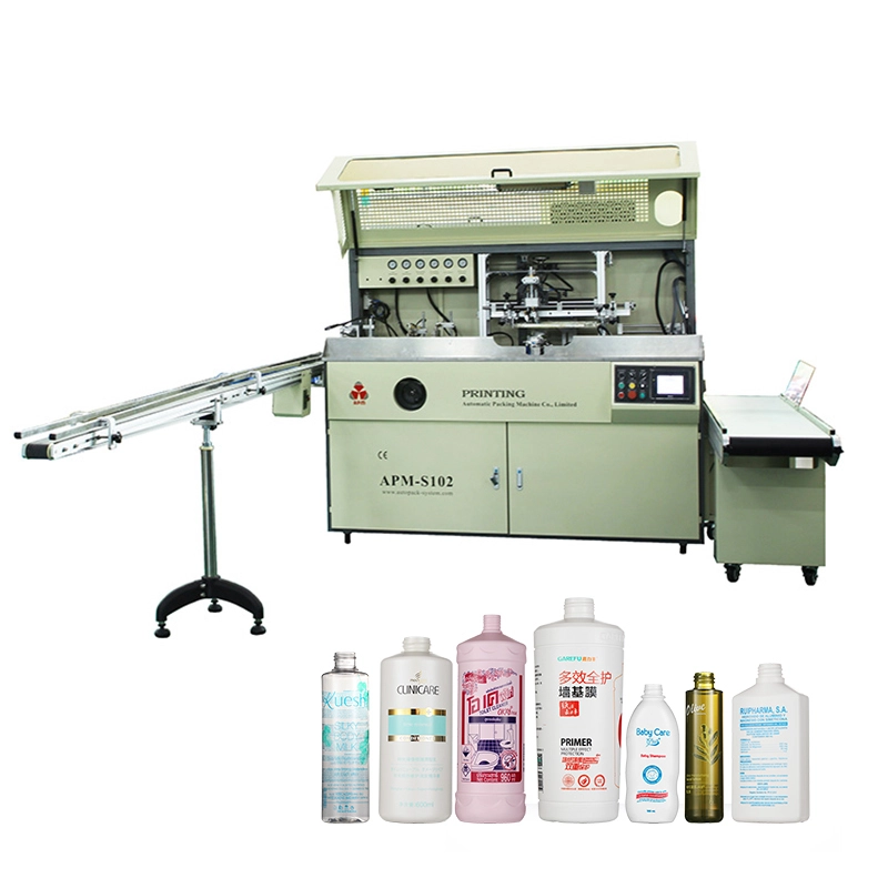 APM PRINT-S102 Automatic multiple color bottle screen printing machine for decorating plastic glass bottle Manufacturer 1