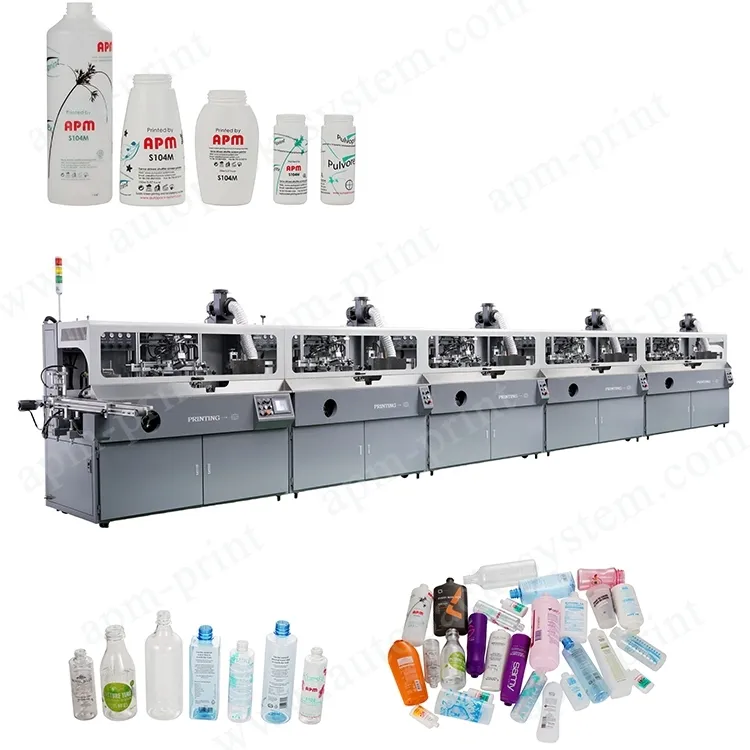 APM PRINT - Automatisk 1-farvet rund genstand plastik glas krus kop flaske serigrafi maskine Automatisk serigrafi 1