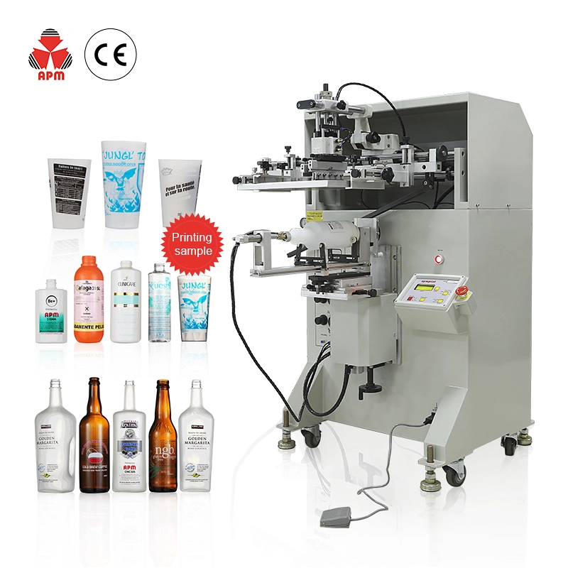 APM PRINT - S350 semi automatic screen printing machine for round containerl plastic article spice bottle silk top 1