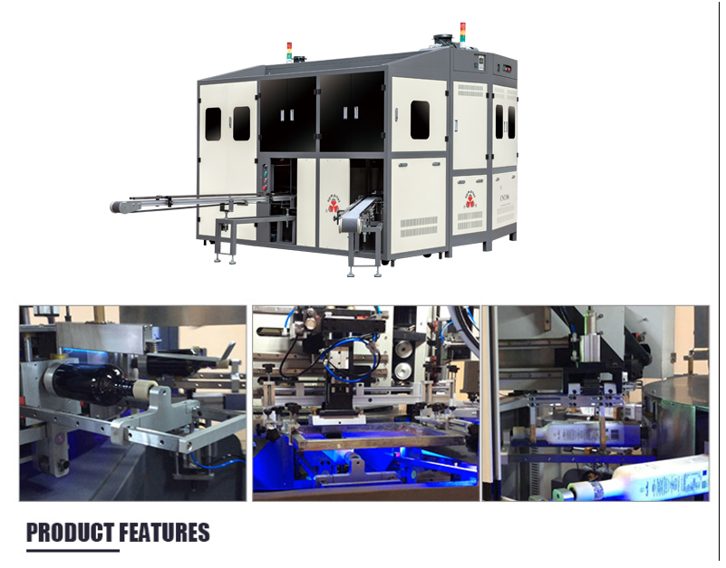 CNC106 automatinis daugiaspalvis stiklo plastikinio metalo butelio logotipas Šilkografija ir karšto folijos štampavimo karuselinis aparatas