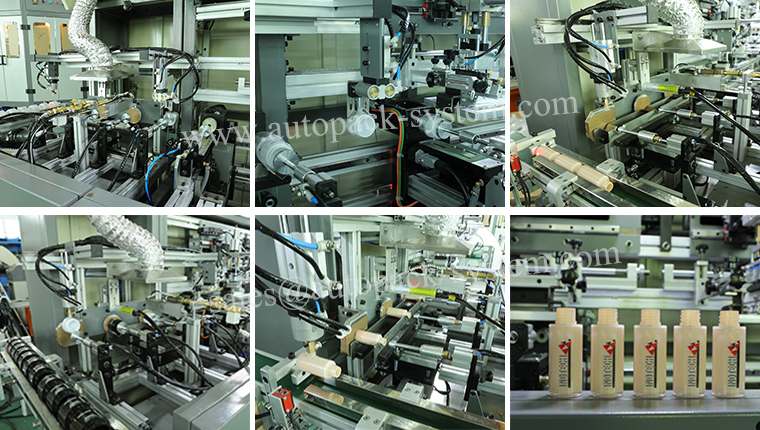 S104M 3色自動瓶身網版印刷單工位穿梭網版印刷機,適用於瓶身和杯子的印刷