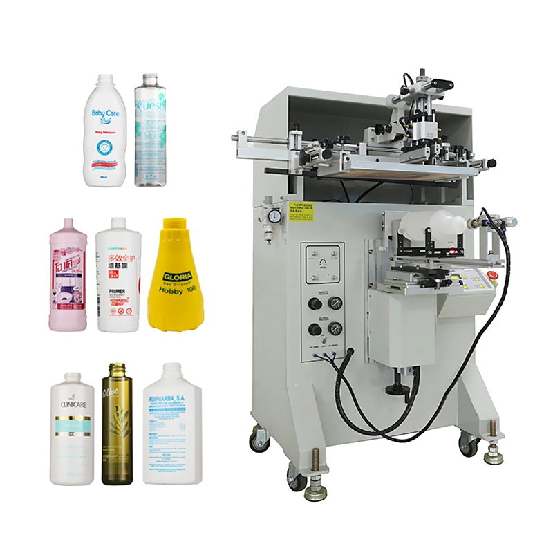 APM PRINT - S350 China semi automatic flat round oval ដបប្លាស្ទិច pet milk tea paper cup silk screen printers for bottles Semi auto screen printer 1