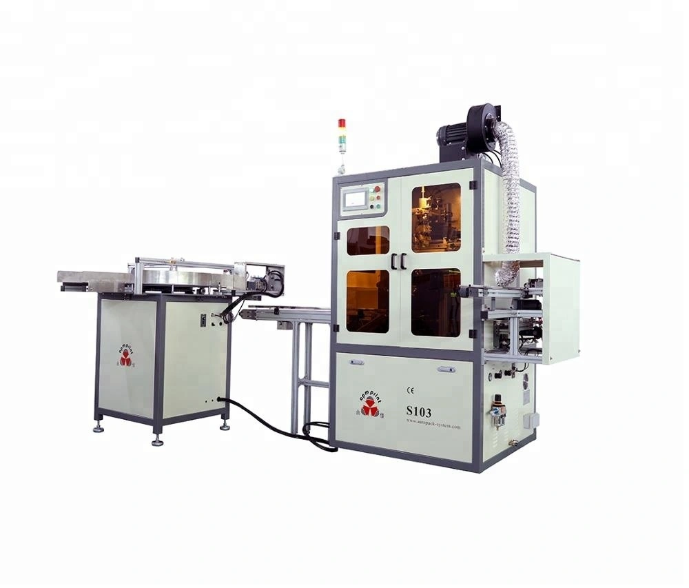 APM PRINT - S103 Fully Automatic Cylindrical Bottle UV Silk Screen Printing Machine, flame treatment and UV system Auto Screen Printer 1