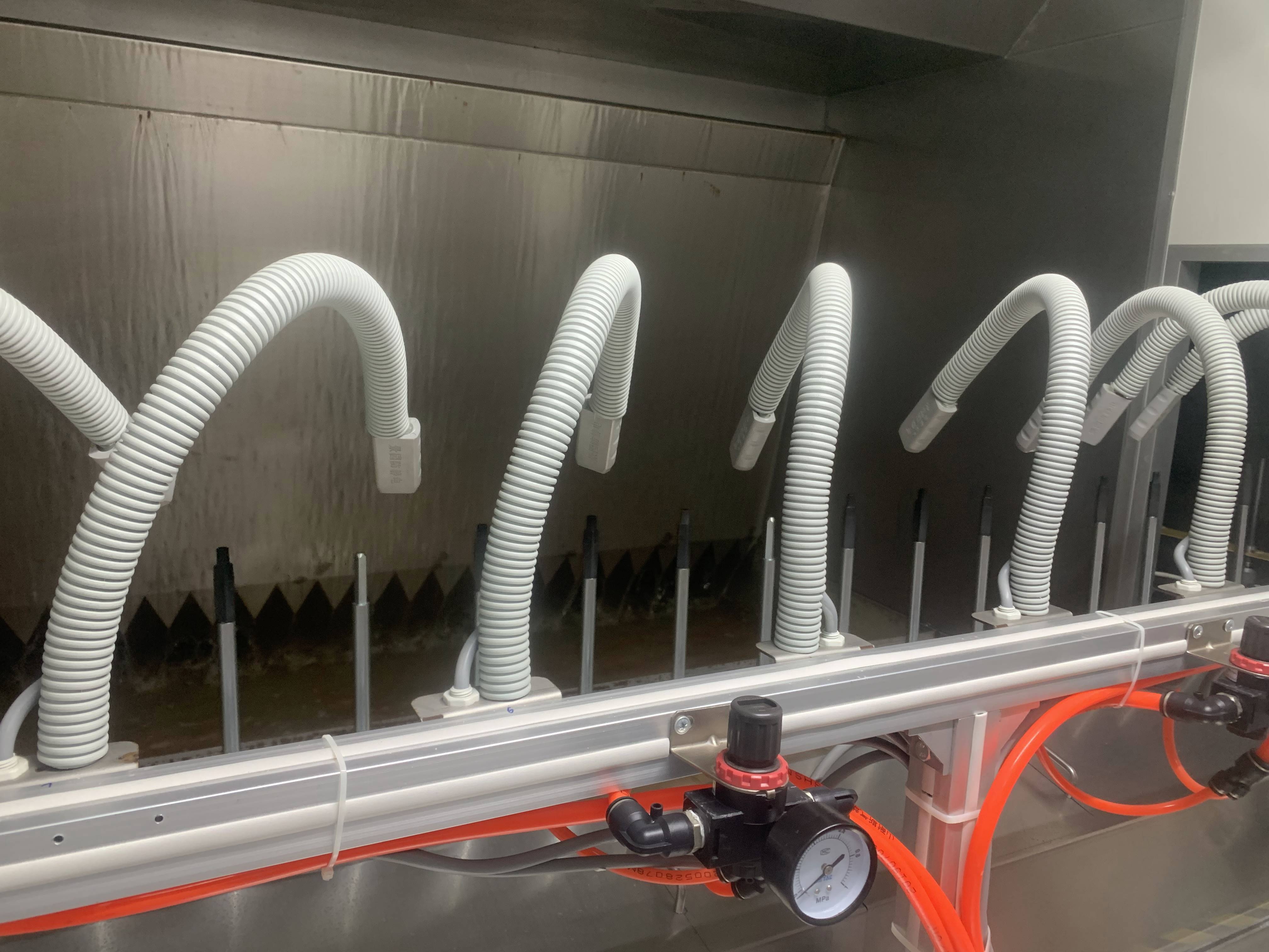 પ્લાસ્ટિક કાચની બોટલ માટે આઇઆર ડ્રાયિંગ પાવડર કોટિંગ સાથે ડીજી હુઆગોન ઓટોમેટિક ઇલેક્ટ્રોસ્ટેટિક સ્પ્રેઇંગ કોટિંગ પ્રોડક્શન લાઇન 12