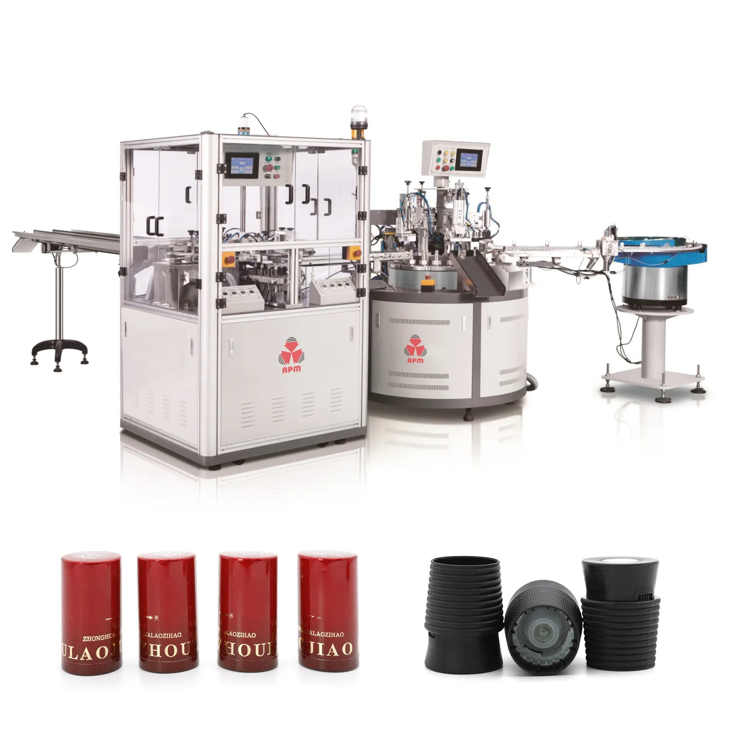 ವೈನ್ ಬಾಟಲ್ ಕ್ಯಾಪ್‌ಗಳು, ಪಂಪ್ ಹೆಡ್‌ಗಳು ಇತ್ಯಾದಿಗಳಿಗಾಗಿ APM-109-S ಟರ್ನ್‌ಟೇಬಲ್ ಸಂಪೂರ್ಣ ಸ್ವಯಂಚಾಲಿತ ಬಾಟಲ್ ಕ್ಯಾಪ್ ಅಸೆಂಬ್ಲಿ ಯಂತ್ರ. 1