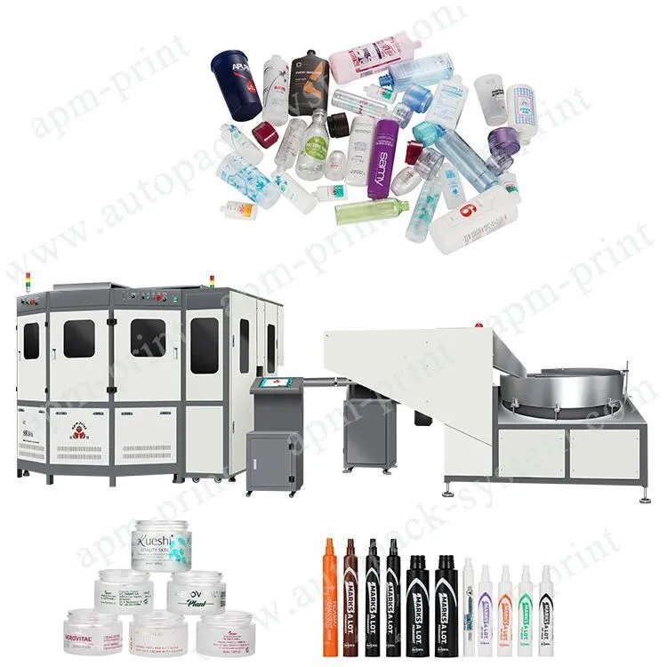 APM PRINT - Hot sale automatic screen printer with UV system for plastic tubes syringe cosmetic tubes bottle Auto Screen Printer 1