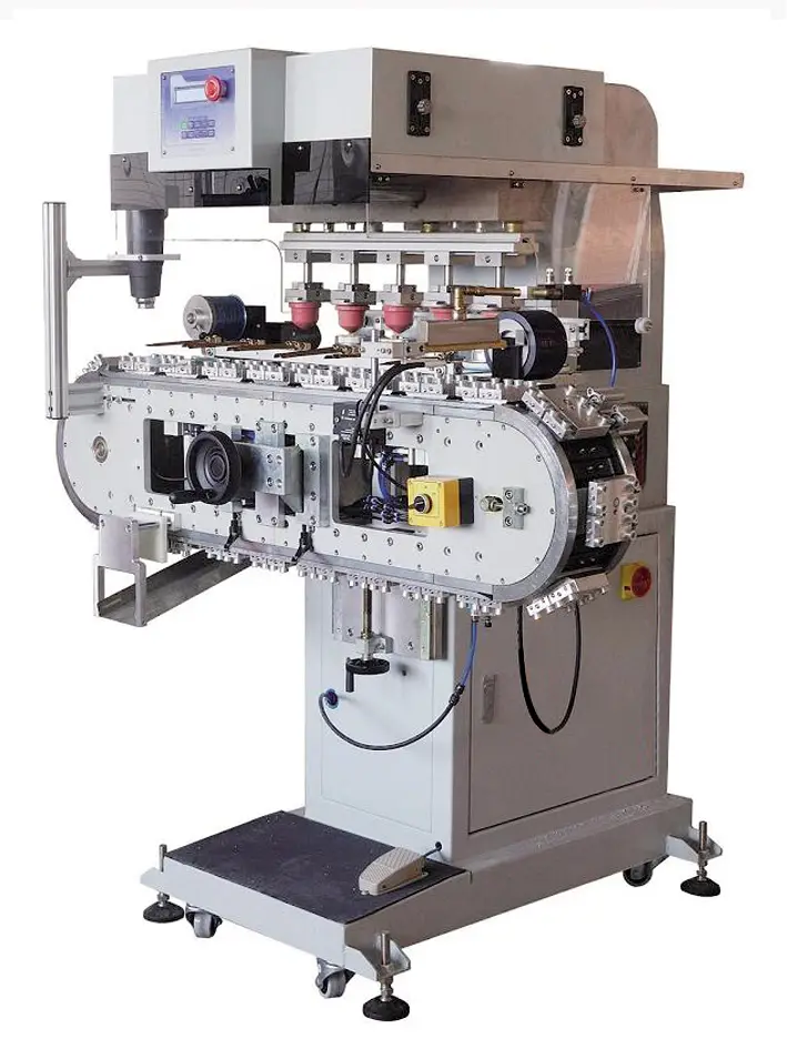 225-120VC5 5 color pad printer with vertical conveyor 1