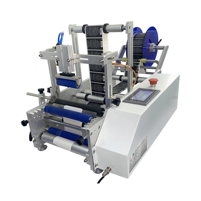 APM PRINT - APM-L220 semi automatic glass wine can beer cans round water bottle labelling machine 1