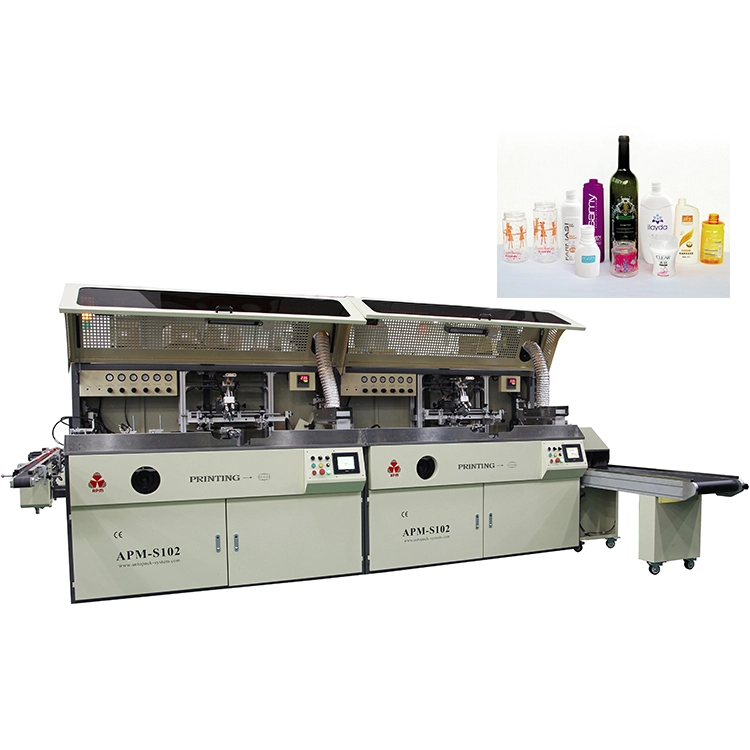 S102 1-6 colors silk automatic bottle screen printing machine for plastic glass bottles oval square cylindrical bottle 1