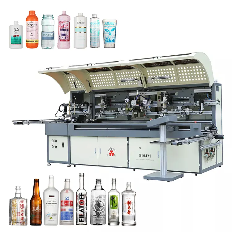 APM PRINT - S104M met LED UV-stelsel outomatiese ronde ovaal vierkantige bottelkruik 2 3 4 kleur glasbottel outomatiese syskermdrukmasjien bo-op 1