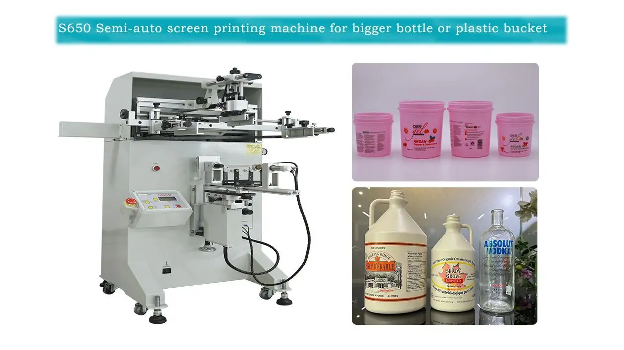 APM PRINT-S650R Round semi auto screen printing machine for big bottle or  buckets 1