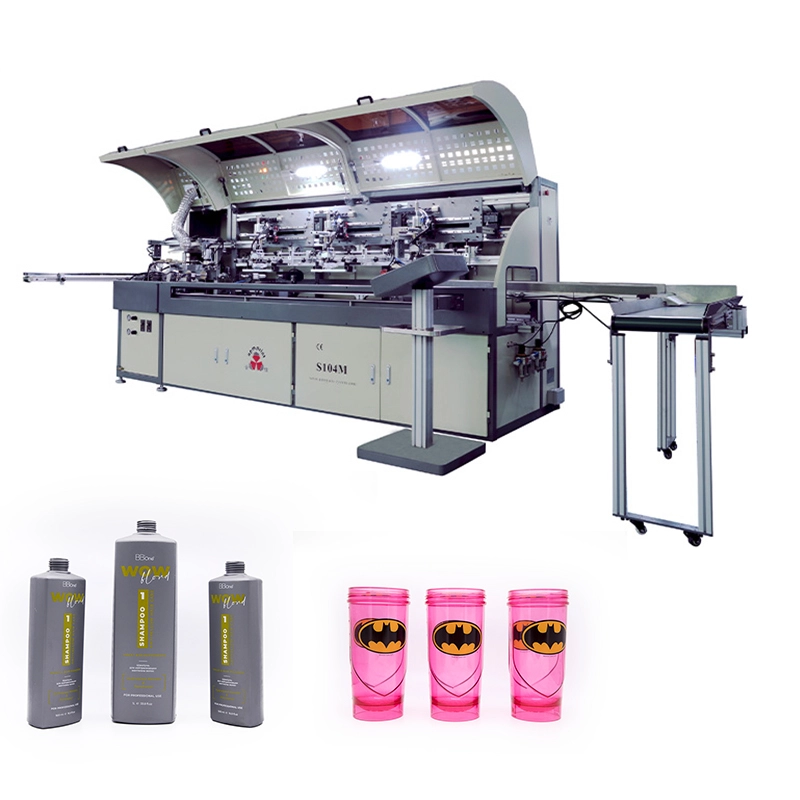 APM PRINT-S104M Automatic multiple colors screen printing machine for cups bottles. 1