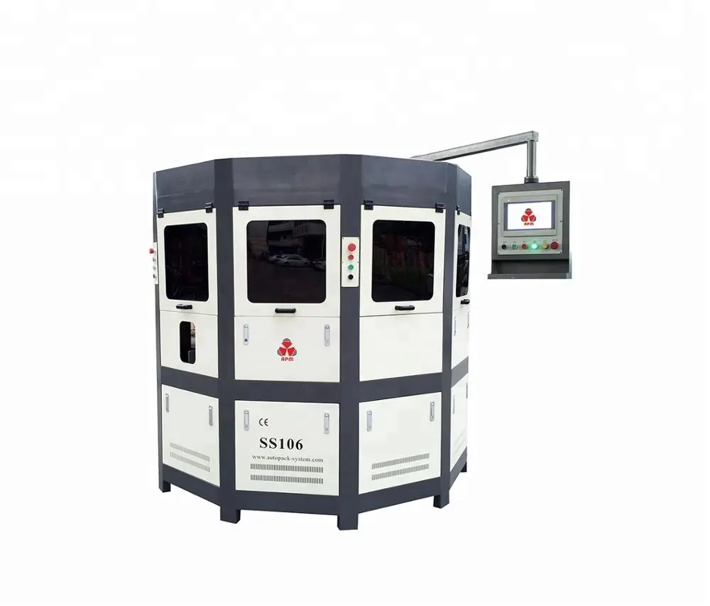 APM PRINT - SS106 Plc چھوٹی بوتل، ٹیوب، جار وغیرہ کے لیے خودکار اسکرین پرنٹنگ مشینری کو کنٹرول کریں، سروو سے چلنے والے اسکرین پرنٹ + ہاٹ اسٹامپ کے ساتھ فکسچر 1