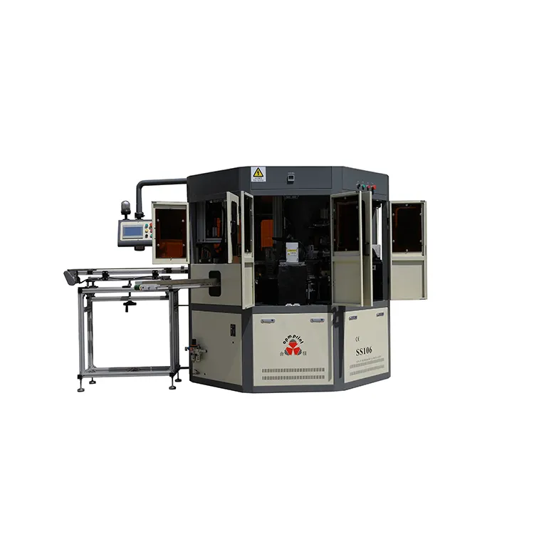 APM PRINT - Vollautomatesch zylindresch Vollfaarf-Siebdrucker fir Glas, Plastikfläschen, Taasen, Siebdrucker, Siebdruck + Waarmstämpel 1
