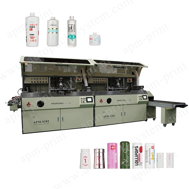 APM PRINT - Fully Automatic 2 colors Tube Bottle Screen Printing Machine with UV Drying System and Flame Treatment Screen Printer Auto Screen Printer 1