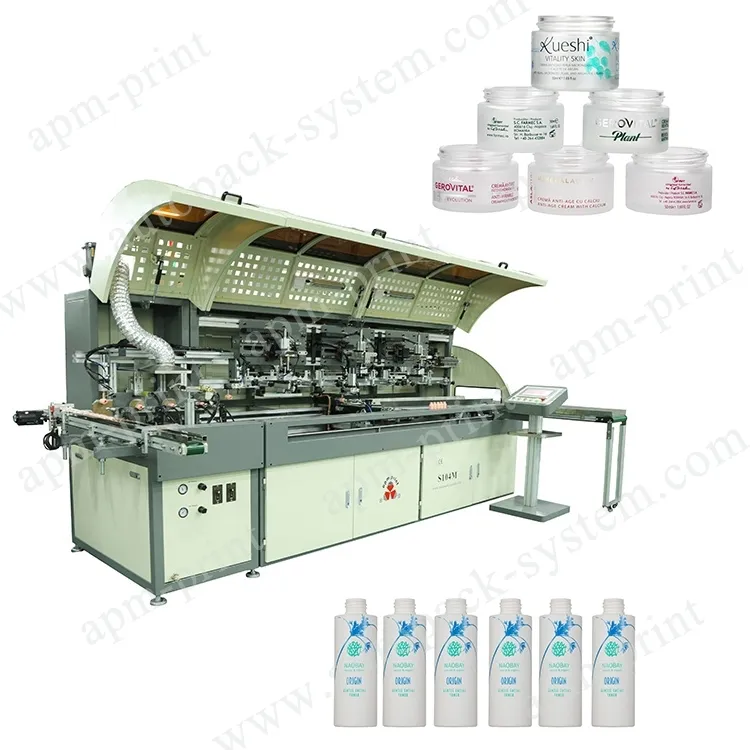 APM PRINT - Automatic 3 Color glass bottle cup printer screen printing machine For Cylindrical oval Bottles Auto Screen Printer 1