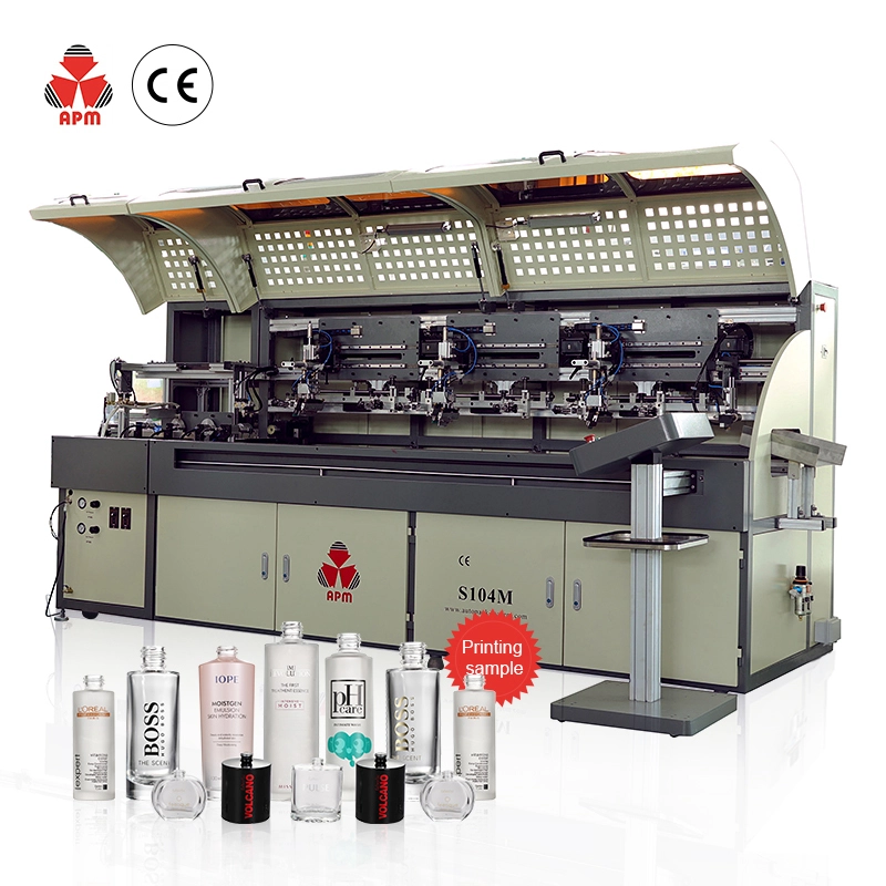 APM PRINT - 2,3, 4 midab otomaatig ah servo caag ah oo wareeg ah mashiinka daabacaadda muraayadda muraayadda oval, CNC LED UV printer Auto Screen Printer 1