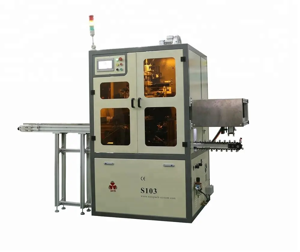 APM PRINT - S103 Өндүрүүчүсү Цилиндрдик Бөтөлкө жана Түтүктөр Авто Пластик Бөтөлкө Жибек Экранды Басуучу Машина Автоматтык Экран Принтери 1