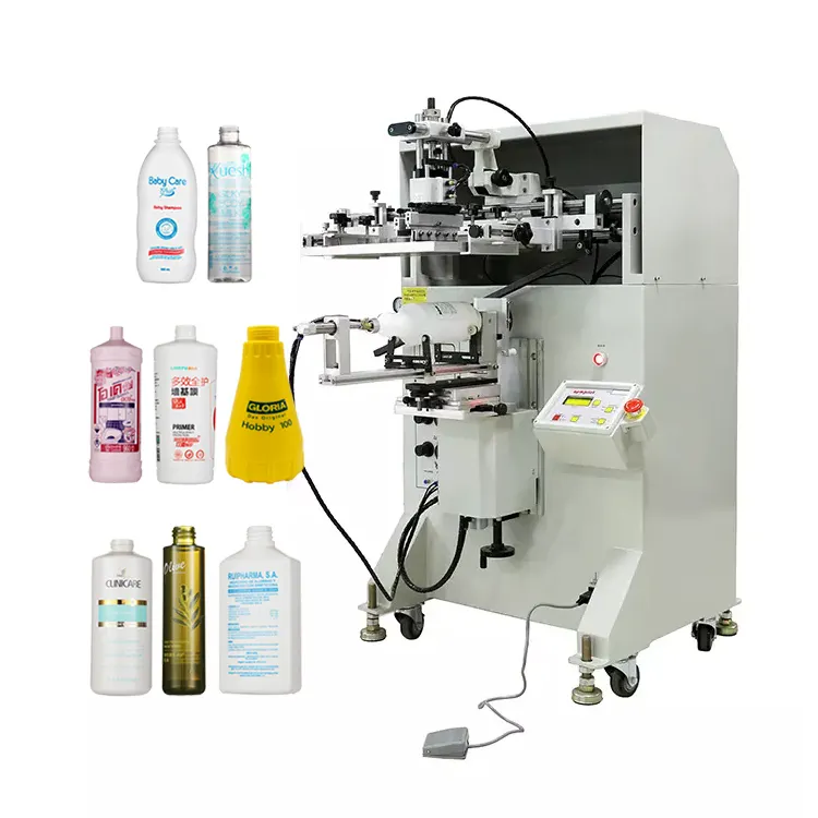 APM PRINT - Máquina de serigrafía semiautomática para botellas ovaladas con cilindros planos al vacío de China, precio para vasos y serigrafías de vidrio. Impresora de serigrafía semiautomática. 1