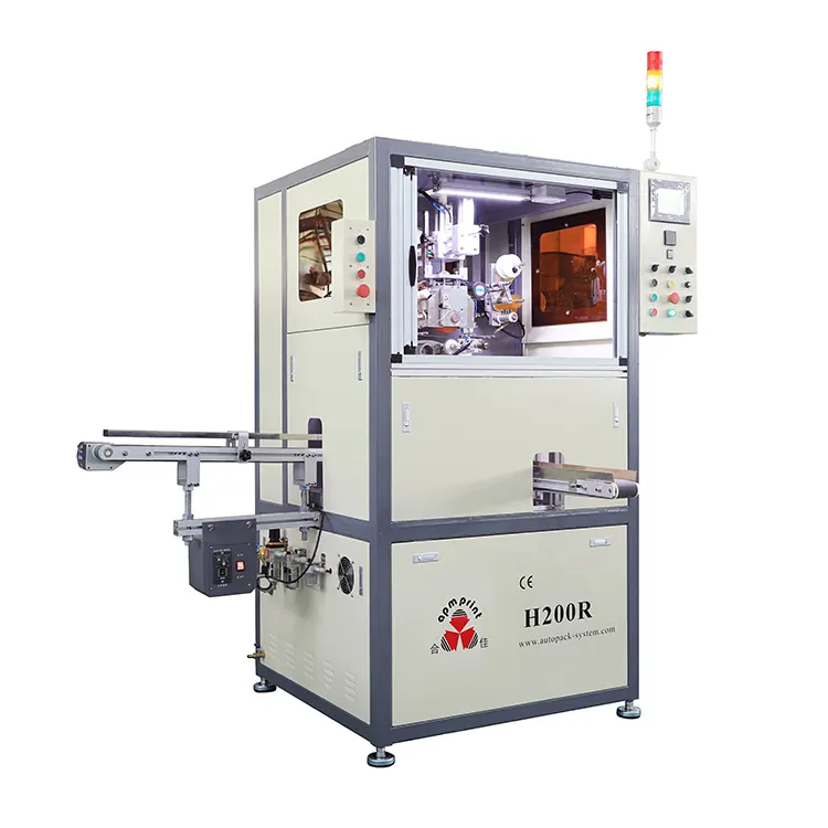 APM PRINT - machina imprimendi calida pro ampullis vini cosmeticis vitreis, machina imprimendi calorem transferens ad operculum, machina automatica imprimendi calida pro ampullis vitreis. 1