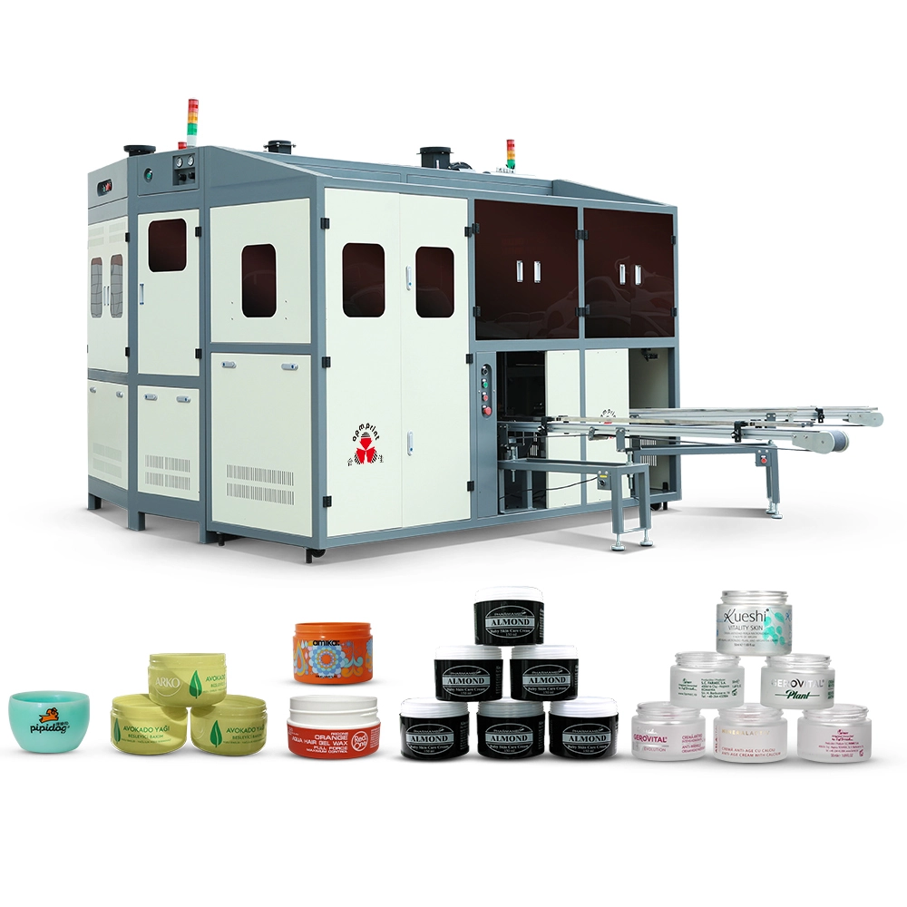 Cosmetic container screen printing and hot stamping machine 1