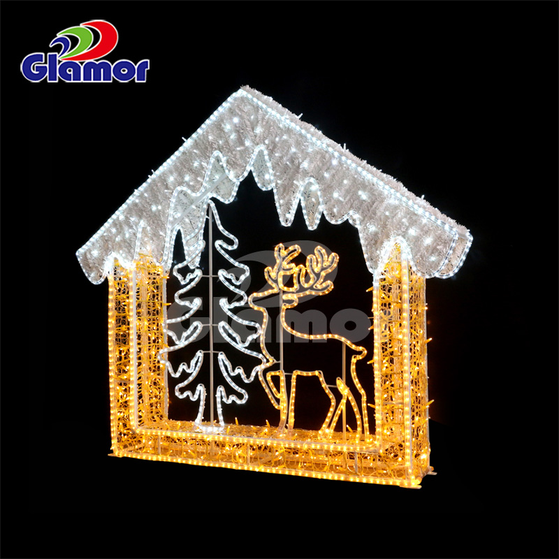 3D dış mekan LED Noel ışığı motifli dekorasyon kutusu üreticisi Glamour 13