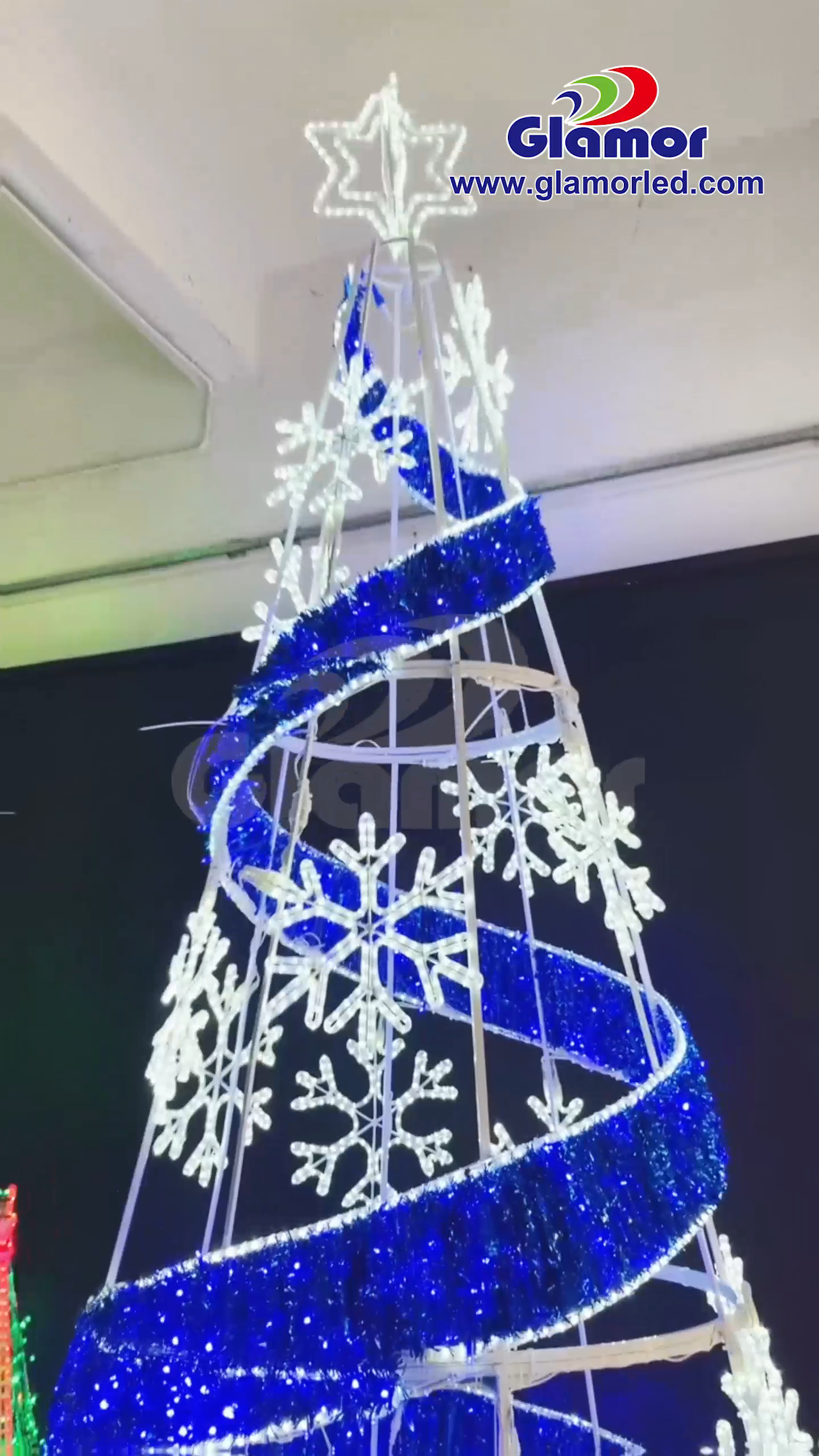 Gabonetako 3D iragazgaitza kanpoko barruko erabilerako zuhaitz apaingarri LED motiboko argia | Glamour Txina fabrikatzailea 3