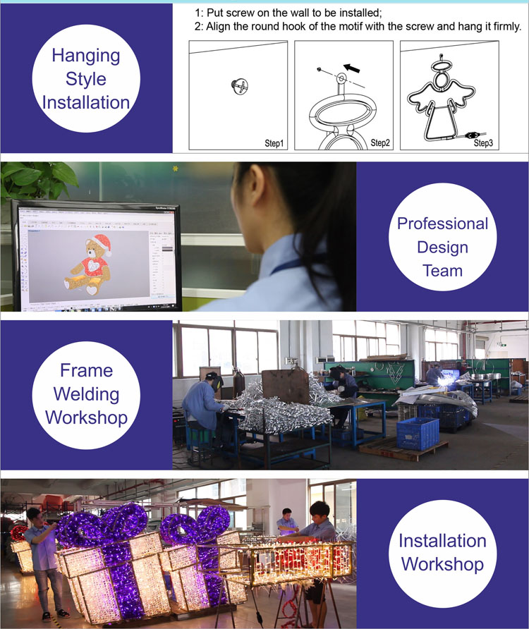 3D açık hava kapalı festival Noel Dekorasyonu LED motifli ekran ışığı | Çin'den Glamour 5