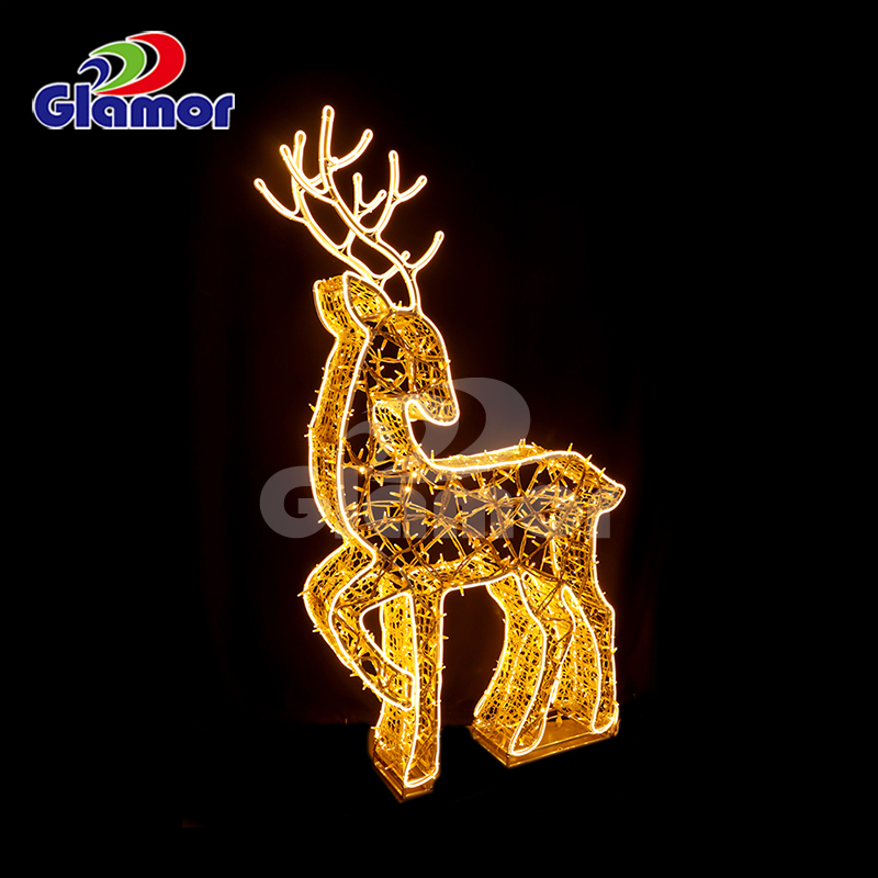 Lumină de Crăciun cu LED-uri, motiv de festival, pentru decorațiuni interioare și exterioare cu cerbi 3D, din China Glamour 10