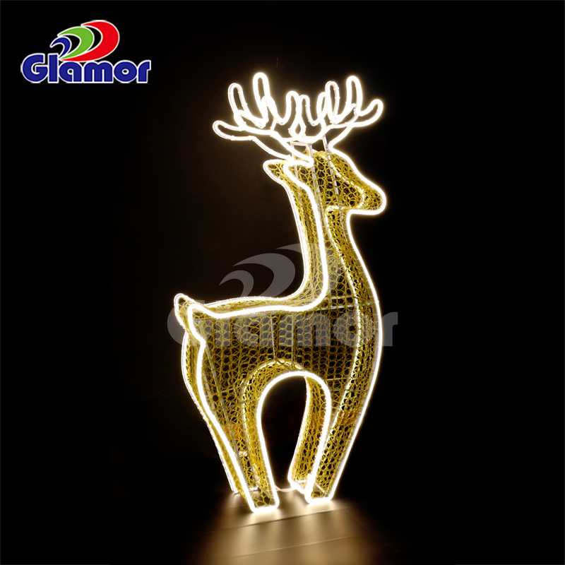 Lumină de Crăciun cu LED-uri, motiv de festival, pentru decorațiuni interioare și exterioare cu cerbi 3D, din China Glamour 11