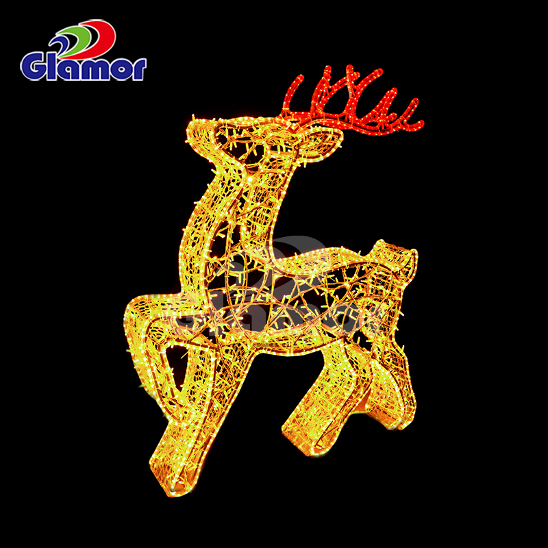 Lumină de Crăciun cu LED-uri, motiv de festival, pentru decorațiuni interioare și exterioare cu cerbi 3D, din China Glamour 9