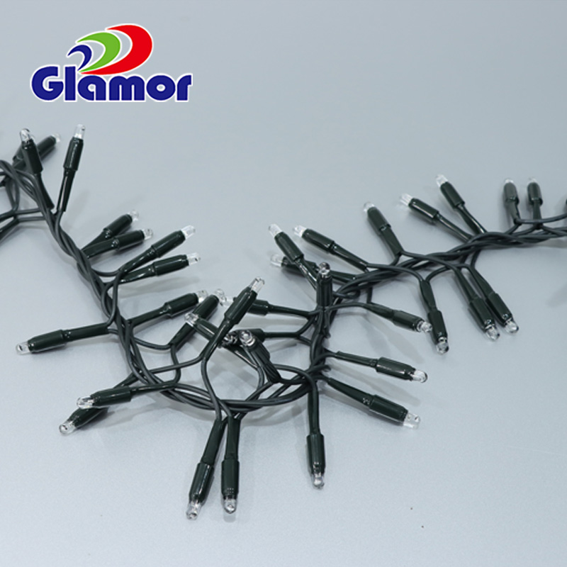 Kauçuk kablo özelleştirilmiş uzunluk renk Noel festivali kullanımı LED dekoratif ışık zinciri kraker kümesi peri ışığı 12