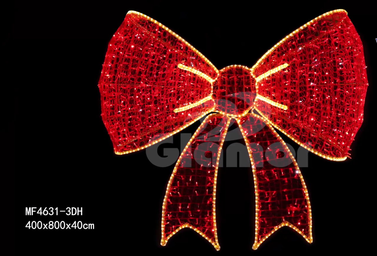 រចនាម៉ូដ 3D Bowknot ប្ដូរតាមបំណង ក្រុមហ៊ុនផលិតពន្លឺតុបតែង Glamour 3