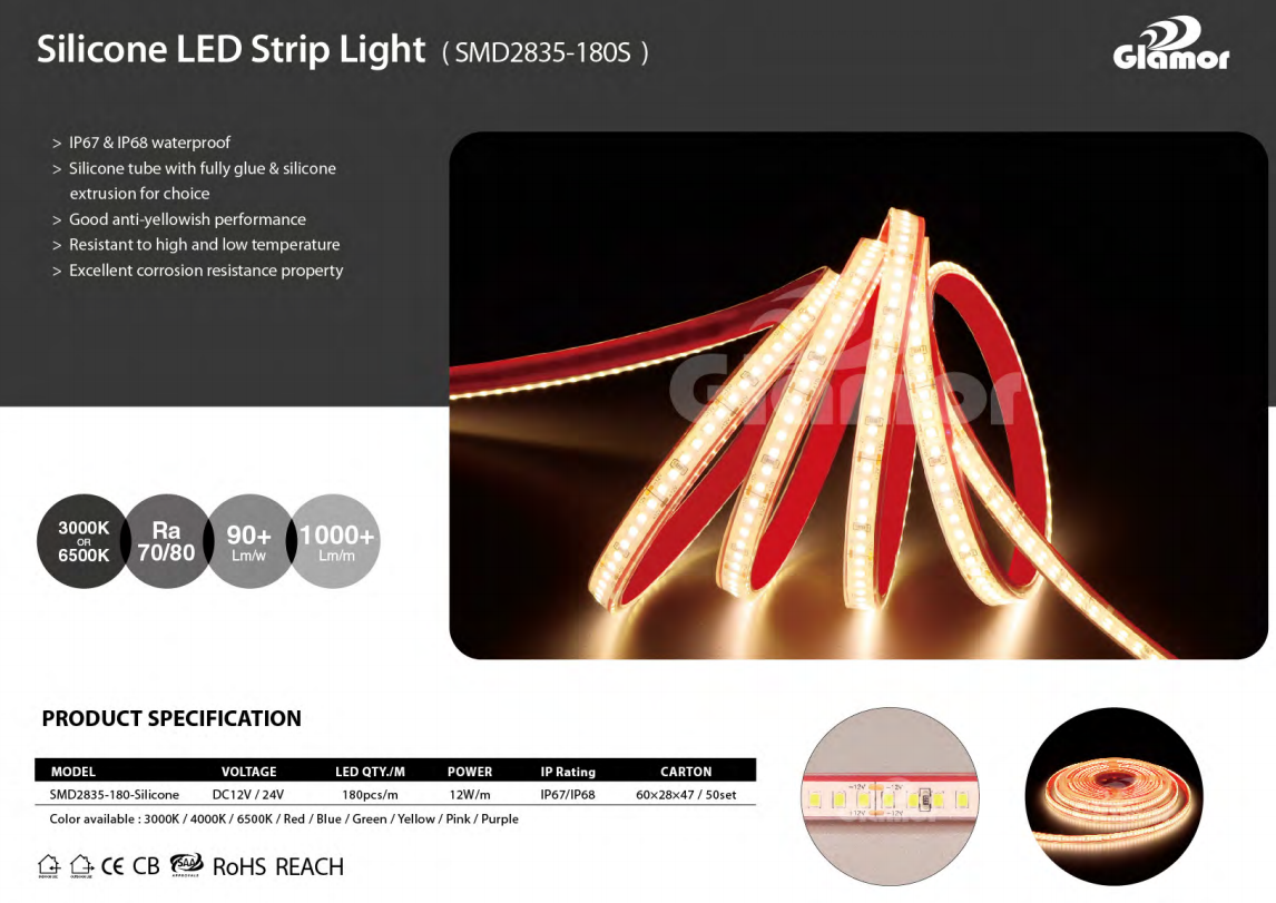 Ndị na-ebunye ọkụ na-agbanwe agbanwe-Silicone LED Strip Light Suppliers-LED strip lights 180 LED Voltage dị ala sitere na ụlọ ọrụ China. 9