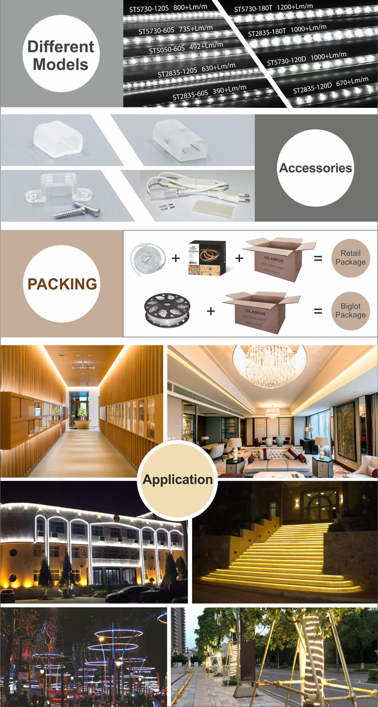 Limyè teren LED deyò ki enpèmeyab 180leds/m, CE, CB, GS, SAA, ISO faktori | GLAMOR 9