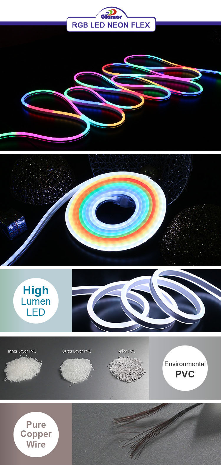 RGBIC LED neon esnek RGB,RGB led neon ip ışık,CE,CB,GS,SAA,ISO üreticileri | GLAMOR 7
